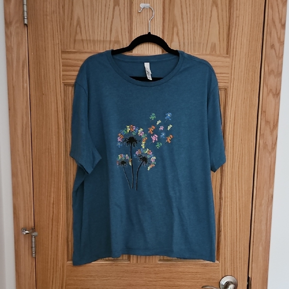 Grateful Dead Bears Dandelion, Bella Canvas Heather Blue Tee